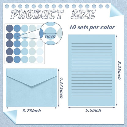 100 Pcs Stationery Lined Stationery Paper and Envelopes Set Includes 50 Letter Writing Paper and 50 Envelope for Office, 5.5 x 8.25 Inch(Blue)