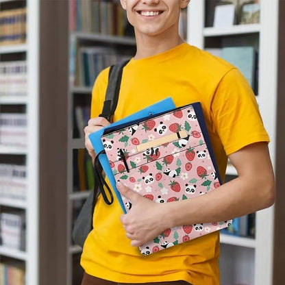 COEQINE Kawaii Book Sleeve Cover for Women Girls Back School Work Strawberry Panda Book Covers Pouch for Book Lovers Portable Book Pouch