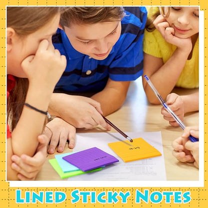 Yexiya 64 Pcs Lined Sticky Notes Self Stick Notes with Lines Bright Assorted Colors Sticky Pad for Home Office Products Post Memos, 1920 Sheets(4 x 4 Inch,Chic Color)