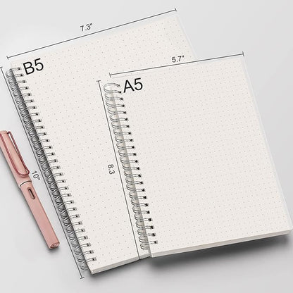 AHGXG Dotted Journal Spiral Notebook (2-Pack), Bullet Dot Grid Journal Large B5 with Transparent Hardcover, Wirebound Notebook 100GSM Dotted Paper, for Bullet Journaling, 7.3"X 10"