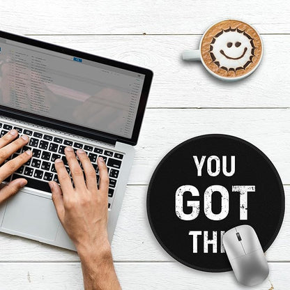 Gctriki Black Round Mouse Pad, Motivation Home Office Desk Black Decor for Men Women, Funny Computer Mouse Pads for Desk Laptop Gaming, Inspirational Office Gifts for Coworkers - You Got This