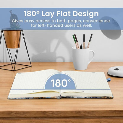 Bullet Dotted Journal Notebook for Women & Men, Hardcover Leather Journal for Writing, A5 Bullet Journaling Notebook for Work & Sketching, Perfect for Office School Home Supplies, 160 Pages, Lineage Flora