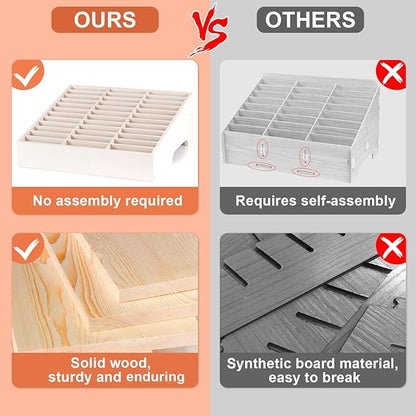 Wooden 36-Grid Cell Phones Storage Box Desktop Mobile Phone Holder Organizer for Office School Classroom (36-Grid White)