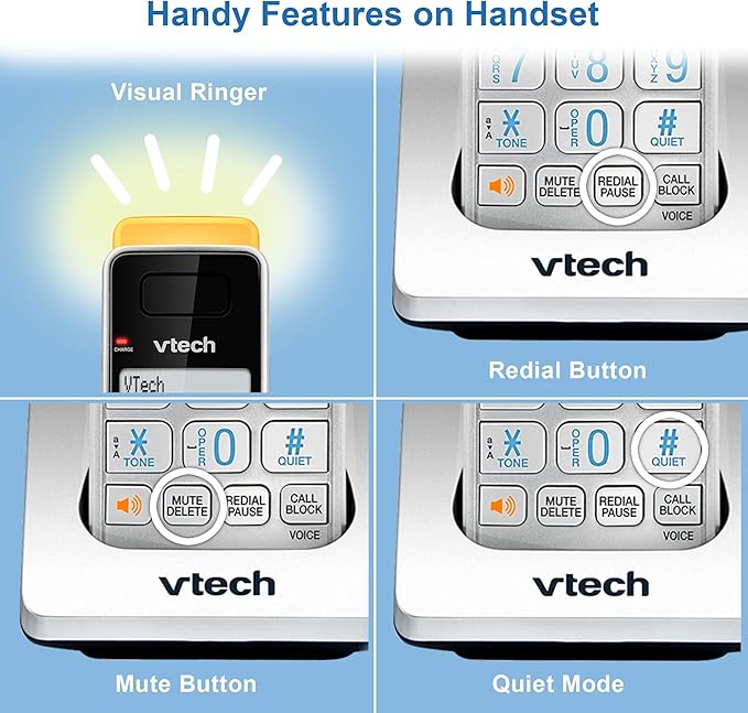 VTech IS8121-3 Super Long Range up to 2300 Feet DECT 6.0 Bluetooth 3 Handset Cordless Phone for Home with Answering Machine, Call Blocking, Connect to Cell, Intercom and Expandable to 5 Handsets