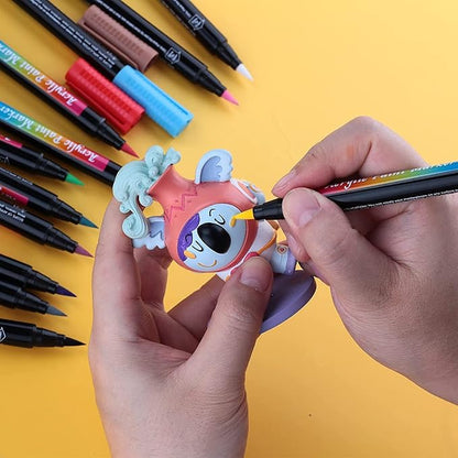 SMOOTHERPRO 36 Acrylic Paint Pens, Brush Tip (1-6mm) Acrylic Paint Markers, Fabric Markers for Textile, Canvas, Rock, Glass, Wood, Paper, Pumpkin, DIY