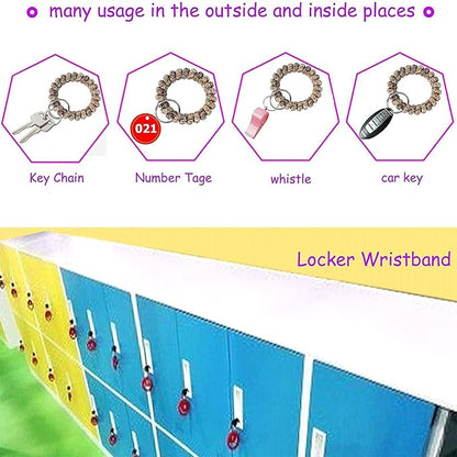 BIHRTC Pack of 6 Keychain Bracelet key Holder Wristlet Wrist Key Chain Spring Wristband Flexible Spiral Wrist Coil Spring Key Chain Stretchable Spiral Key Rings for Gym Pool ID Badge Sports