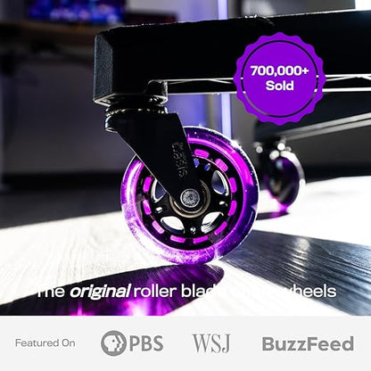 The Office Oasis Original Roller Style Office Chair Wheels (As Seen On PBS) - Smooth & Quiet Casters - Safe for Hardwood Floors & Carpet - Easy Installation with Universal Fit - Set of 5 - Purple