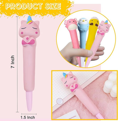 Easter Baskets Kawaii Squishy Pen 4 Pcs Cute & Fun Pens for Stationary & Cool Pens for Teenage Gifts for Tweens Back to School Supplies