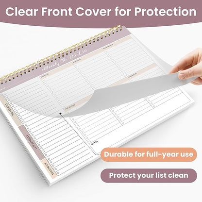 Weekly To Do List Notepad with 52 Undated Sheets（8.5"×11"）- Undated Weekly Planner Notepad for Office Desk Accessories and Supplies - Midnight Lilac