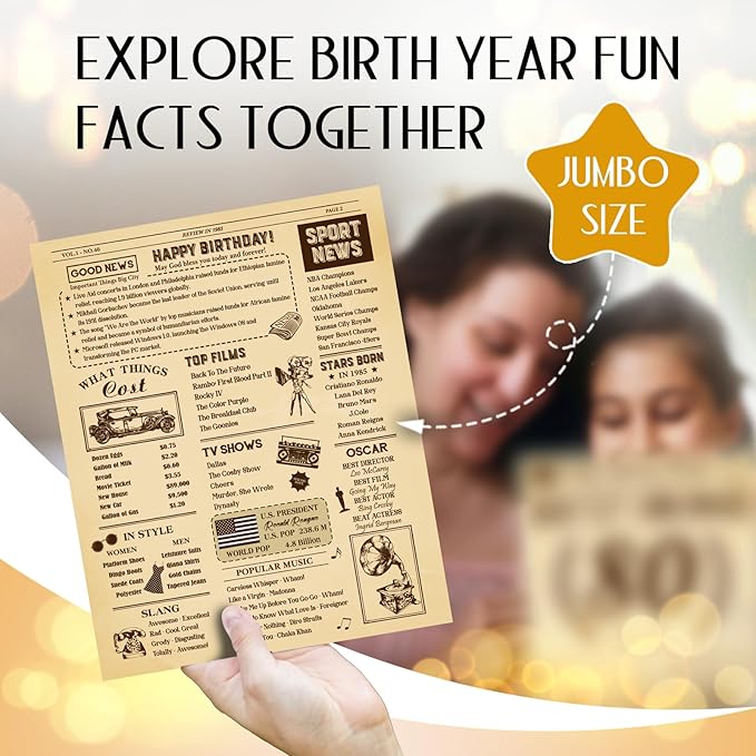 Funny 40th Birthday Card for Women Men, 3D Pop Up 40th Birthday Decorations for Her Him, Happy 40th Birthday Gifts for Husband Wife, Jumbo 40 Year Old Birthday Card, Review of 1985, Classy (8"x10")