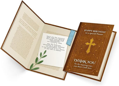 Prime Greetings Religious Birthday Card For Pastor, Made in America, Eco-Friendly, Thick Card Stock with Premium Envelope 5in x 7.75in, Packaged in Protective Mailer