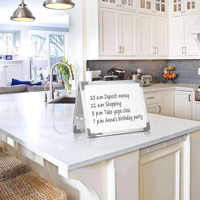 Small Dry Erase White Board – TANKEE Magnetic Desktop Foldable Whiteboard Portable Mini Easel Double Sided on Table Top with Holder for Drawing, Teacher Instruction, Memo Board