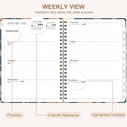 2026 Planner, Weekly and Monthly Academic Planner Calendar (JAN.2026 - DEC.2026), Planning Agenda Book, for Office Desk Accessories and School Supplies, A5(6.3" x 8.5")