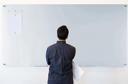 Audio-Visual Direct Magnetic White Glass Dry-Erase Board Set - 6' x 4' - Includes Magnets, Hardware & Marker Tray