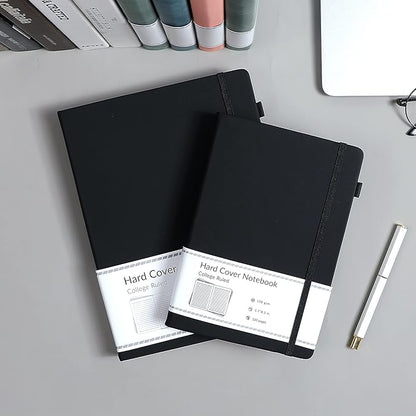 CAGIE Lined Journal Notebook, 320 Pages College Ruled Notebook, 100 Gsm Paper Thick Journal, B5 Hardcover Leather Journals for Writing Women Men, 7.6x10 In, Black