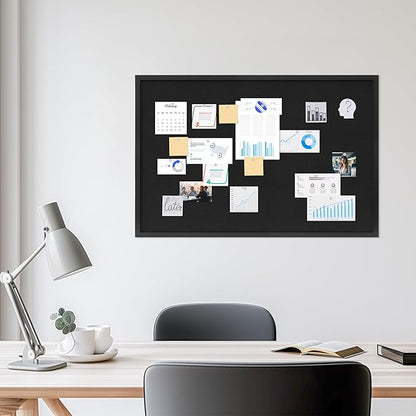 Cork Board with Linen Black 2Pack,Bulletin Board 36"x24", Corkboards for Office Home School Message Board or Vision Board Decoration.