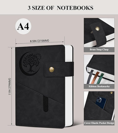 365 Page Thick Lined Journal Notebook for Men Women, A4 Large Leather Journals for Writing, Hardcover Notebooks for Work, School, Note Taking, Business, Travel Diary, College Ruled 8.5" x 11"