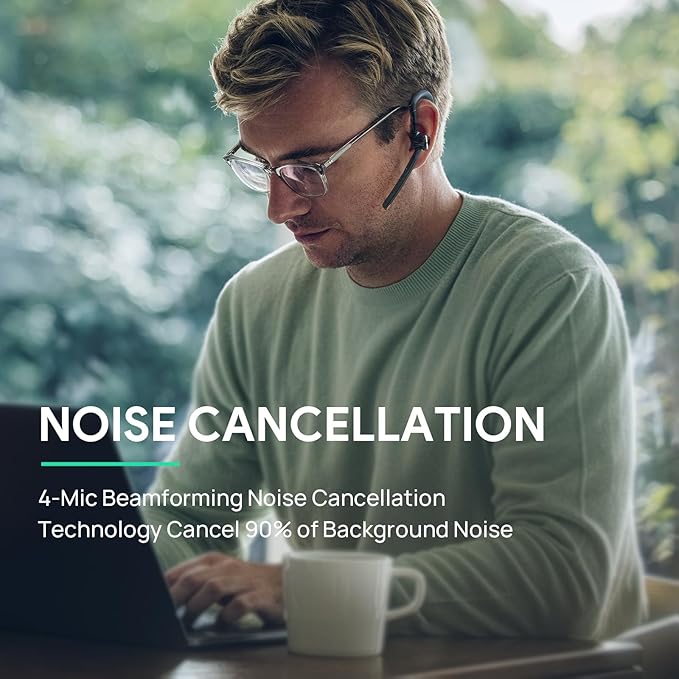 Yealink BH71 Bluetooth Headset Workstation, Office Wireless Headset with Noise Canceling Mic, Speakerphone, Wireless Charging Pad, Charging Case, Connect to Desk Phone, PC, Work with Teams Zoom