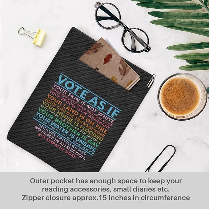Book Themed Gifts Waterproof Book Sleeve Book Pouch LGBT Equality Rights Reading Gifts for Women Friend Book Covers for Paperbacks Book Accessories Book Protector with Zipper and Front Pocket