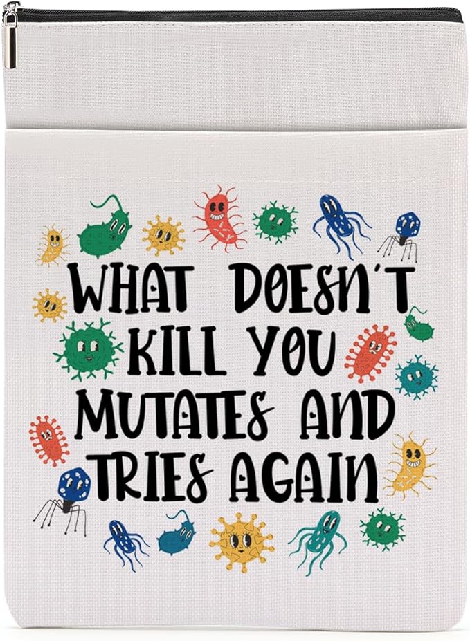 Book Themed Gifts Waterproof Book Sleeve Book Pouch Funny Reading Gifts Science Teacher Gifts for Women Sister Book Covers for Paperbacks Book Accessories Book Protector with Zipper and Front Pocket