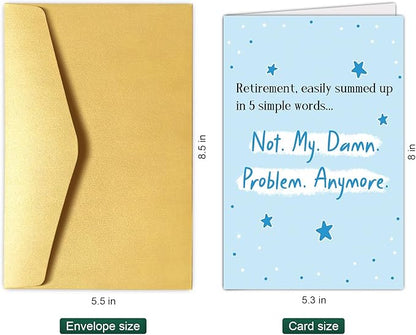 Funny Retirement Card for Coworker Friend, Happy Retirement Card for Men Women, Humorous Retirement Card Gift for Him Her