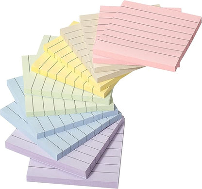 Mr. Pen- Lined Sticky Notes 3x3, 12 Pads, 720 Sheets in Total, Morandi Colors, Sticky Notes with Lines, Sticky Note Pads, Sticky Pads, Sticky Notes Lined, Colorful Sticky Notes, Mr Pen Sticky Notes