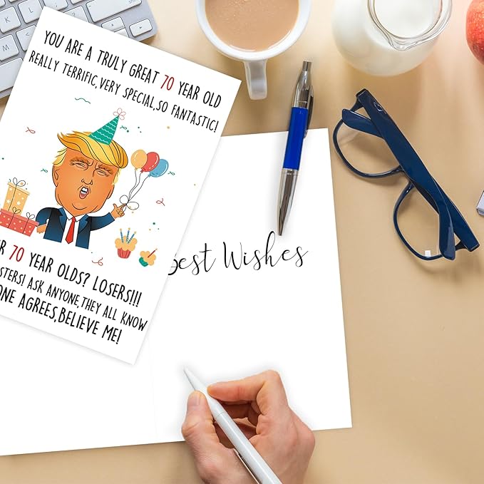Funny Trump 70th Birthday Card for Men Women, Trump Happy 70th Birthday Gifts Card, Humor Donald Lecture Bday Card for parents, Best 70 Years Old Birthday Idea