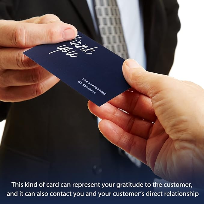 120 Pieces Thank You for Your Order Cards Customer Appreciation Note Cards Thank You for Supporting My Business Card for Small Business Owners Stores Online Retailers 3.5 x 2 Inch(Navy Blue, White)