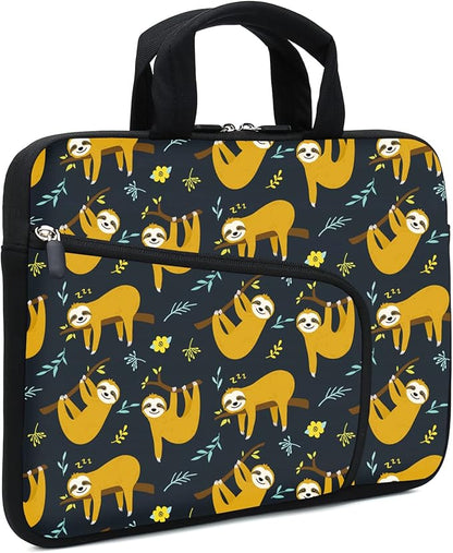 11.6" 12.2 inches Laptop Sleeve Chromebook Case Ultrabook Case Notebook Sleeve Tablet Case Neoprene Handle Sleeve for Men Women, Two Pockets Fit Apple MacBook Air Samsung Acer HP DELL(Sloth)