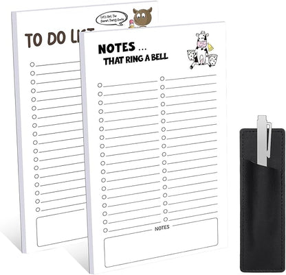2 Pack Grocery List Magnet Pad for Fridge with Pen Holder, Total 120 Sheets Magnetic Note Pad for Fridge Full Back Magnet Shopping List, To Do List, Memo Notepads, 4.5x7.5"(Funny Animal)