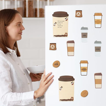 B1ykin Sticky Notes Set - Cartoon Theme Cute Self-Stick Notes Pad Teacher Appreciation Gifts， Self-Adhesive Writing Memo Pages Sticky to Do Notepad for Kids Employee School Office (Coffee)