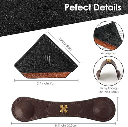 Book Weight Page Holder Heavy Genuine Leather Book Open Holder for Men Women Cookbook Weighted Bookmarks Gift Writer (BPH02-Black1)