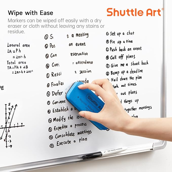 Shuttle Art Dry Erase Markers, 16 Pack Black Whiteboard Markers,Fine Tip Dry Erase Markers for Kids,Perfect for Writing on Whiteboards, Dry-Erase Boards,Mirrors,Calender,School Office Supplies