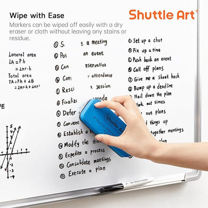 Shuttle Art Dry Erase Markers, 16 Pack Black Whiteboard Markers,Fine Tip Dry Erase Markers for Kids,Perfect for Writing on Whiteboards, Dry-Erase Boards,Mirrors,Calender,School Office Supplies