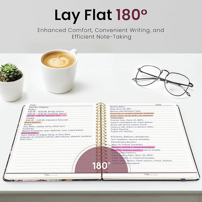 Lined Spiral Journal Notebook for Women, A5 College Ruled Journals for Writing, Hardcover Notebooks for Work, Note taking and Office School Supplies,140 Pages - Pink Buds