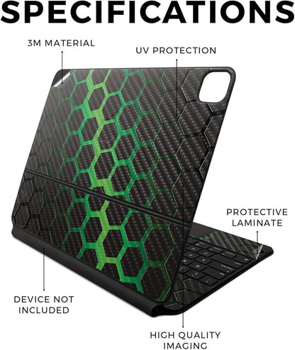 Carbon Fiber Skin Compatible with Apple Magic Keyboard for iPad Air 13-inch (M2) 2024 - Green Hex - Premium 3M Vinyl Protective Wrap Decal Cover - Easy to Apply | Crafted in The USA by MightySkins