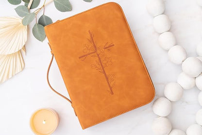 Bible Cover Case for Women - PU Leather Bible Covers for Women –Bible Case for Girls - Minimalist Design Debossed Bible Case, Large Bible Covers for Women – Bible Accessories (Brown)