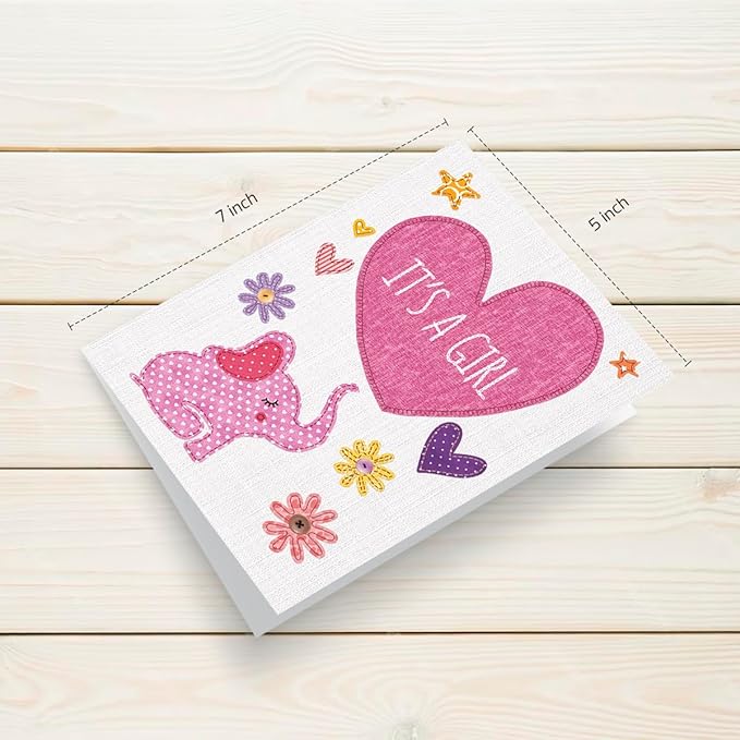 Baby Shower Cards for Girl and Boy, Welcome New Baby Cards Congratulations for New Parents, Hello Little one, Gender Reveal (It is a Girl)