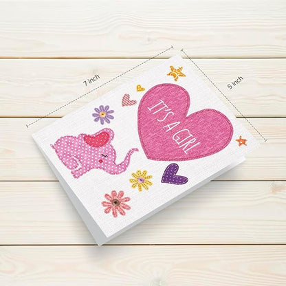 Baby Shower Cards for Girl and Boy, Welcome New Baby Cards Congratulations for New Parents, Hello Little one, Gender Reveal (It is a Girl)