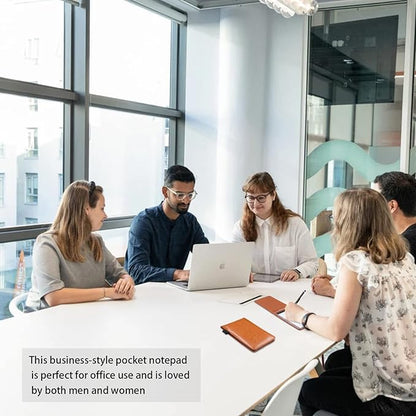 Xhwykzz 7 Pcs Small Pocket Notepad Holder Set, Pocket Notebook with pen for offices, schools, restaurants (Brown)