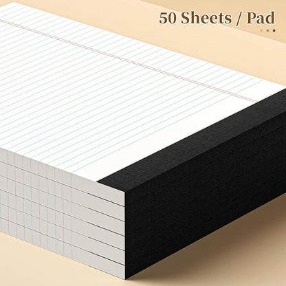 300 Sheets Legal Pads 8.5 x 11 College Ruled 6-Pack White Paper Note Pad Narrow Ruled 50 Sheets per Notepad Perforated Writing Pad Study Back 8x11 Legal Pads Pads of Paper