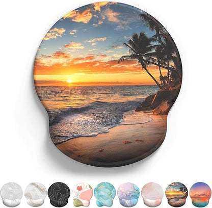 eulps Mouse Pad with Wrist Rest, Comfortable Computer Mousepad with Gel Wrist Support Smooth Surface and Non-Slip PU Base for Pain Relief, Laptop, Office & Home (Sunset)