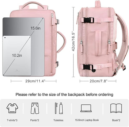 Travel Backpack for Women, TSA-Friendly Carry-on Backpack Bag Luggage Airline Approved, Personal Item Backpack for Work Business College, Travel Essentials, Pink