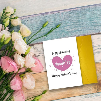 UUEFKTN Cute Mother's Day Card Gift for Daughter, Amazing Daughter Mothers Day Card Gift, Happy Mother's Day Card From Dad Mom Parent, Daughter Gift On Mothers Day