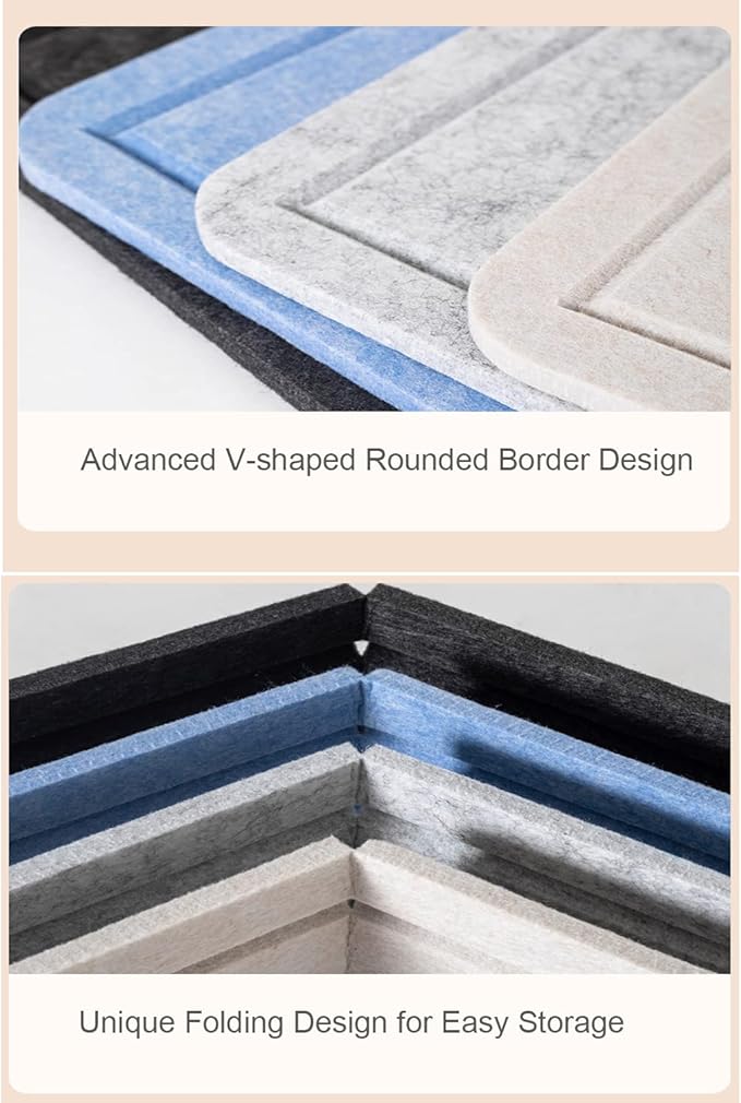 2Pcs Foldable Large Felt Bulletin Board - 36'' x 18'', Decorative Picture Framed Display Board with 70 Rose Pins for School, Home, Kitchen & Office Walls