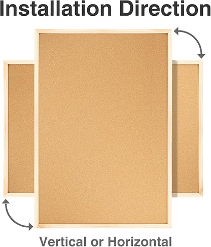 OWLKELA 24'' x 36'' Cork Board Bulletin Board, Wooden Framed Corkboard, Wood Oak Frame Corkboard, Vision Board and Decorative Hanging Pin Board