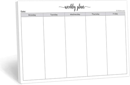 321Done Weekday Planning Notepad (8.5" x 5.5") Small 50 Sheets for Work Week – Monday through Friday M-F Planner Weekly Days of Week Paper Memo Note Pad, Planner Organizing - Made in USA - Simple
