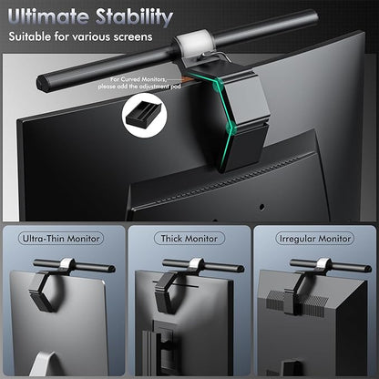 Quntis Monitor Light Bar with Remote, 16.7'' Eye Care No Glare Computer Light Bar with Backlight, Auto-Dimming & Timer, Stepless Dimming Monitor Lamp for Desk Gaming Home Office Curved Monitors