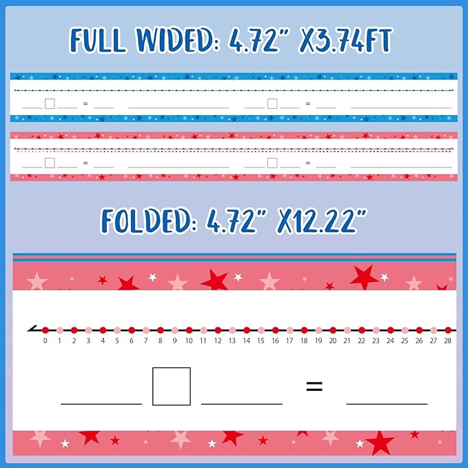 0-120 Dry Erase Number Line Board Double Sided Writable and Erasable Card Featuring 0-120 Number Line On One Side and Blank Line On The Other for Kids Students Math Manipulatives (4.72” x3.74ft)