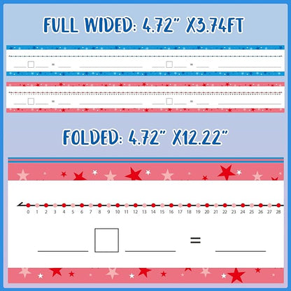 0-120 Dry Erase Number Line Board Double Sided Writable and Erasable Card Featuring 0-120 Number Line On One Side and Blank Line On The Other for Kids Students Math Manipulatives (4.72” x3.74ft)